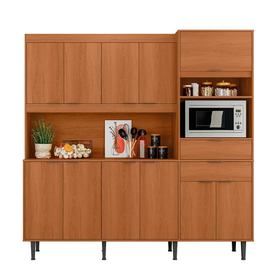 Cozinha Completa 200x200cm 11 Portas 2 Gavetas Bahamas Lukaliam Jequitiba