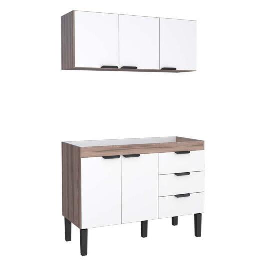 Cozinha Completa Gabinete e Armário Aéreo Flamingo 120 Cozimax Branco/Tamarindo