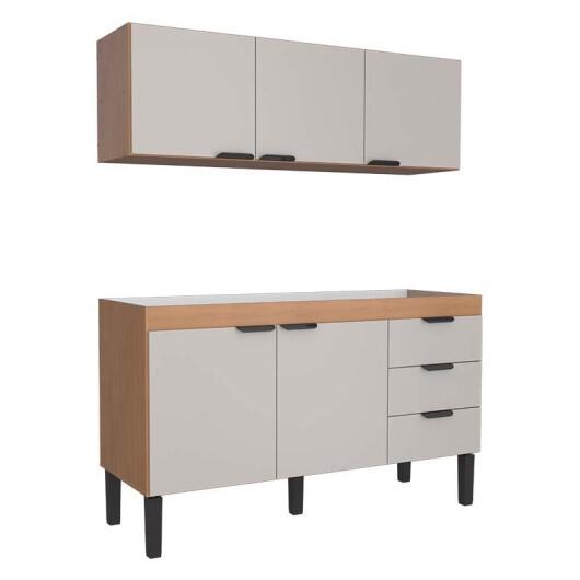 Cozinha Completa Gabinete e Armário Aéreo Flamingo 150 Cozimax Nude/Jequitiba