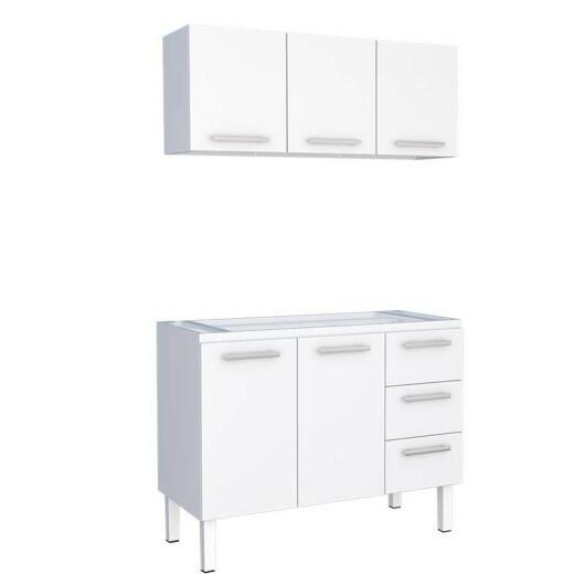 Cozinha de Aço Gabinete Para Pia 120cm com Armário Aéreo Vênus Cozimax Branco