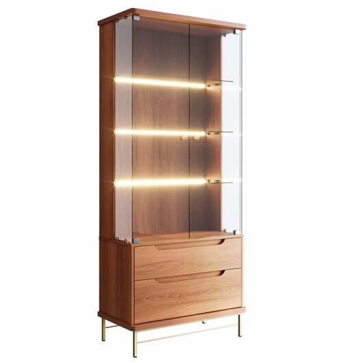 Cristaleira Com LED Vidro 182x76cm Adhalia Lukaliam Jequitiba