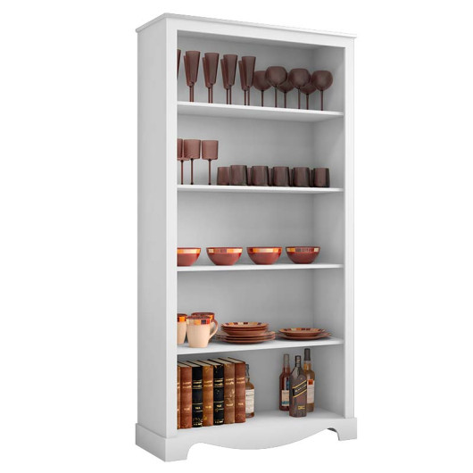 Cristaleira Livreiro Retro Sem Portas 4 Prateleiras 100cm Chicago RV Móveis Branco