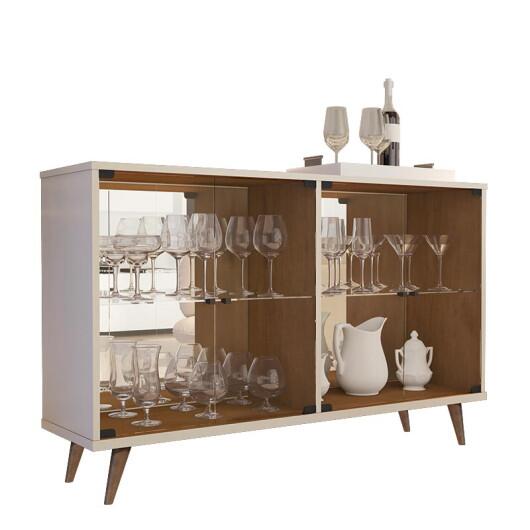 Cristaleira Horizontal Retrô 1.3 Vidro Espelho 4011 JB Bechara Pérola/Caramelo