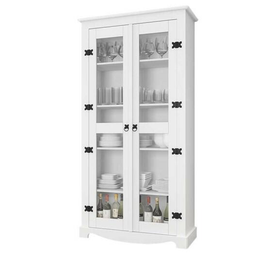 Cristaleira Retrô 2 Portas Vidro 100cm New York RV Móveis Branco
