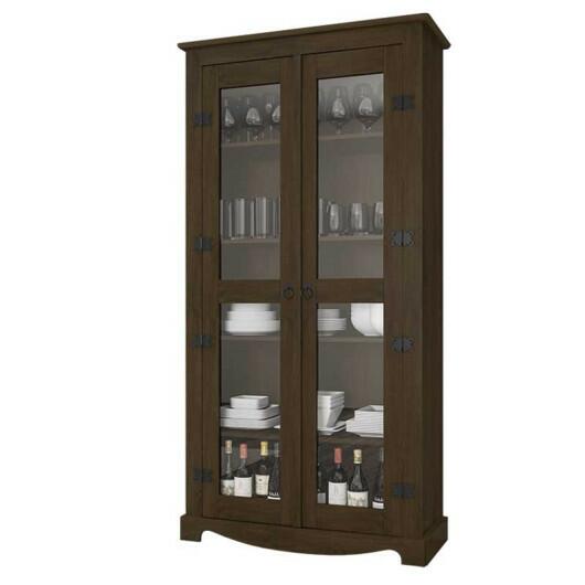 Cristaleira Retrô 2 Portas Vidro 100cm New York RV Móveis Noce