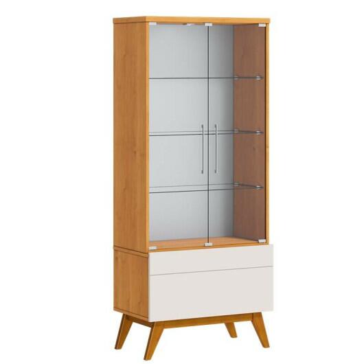Cristaleira Moderna 73x165 Classic 1G com LED 1 Gaveta Imcal Nature/Off White