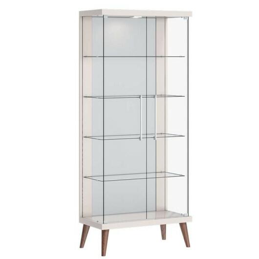 Cristaleira de Vidro Espelho Moderna Com LED 75x179 Tifanny Imcal Off White