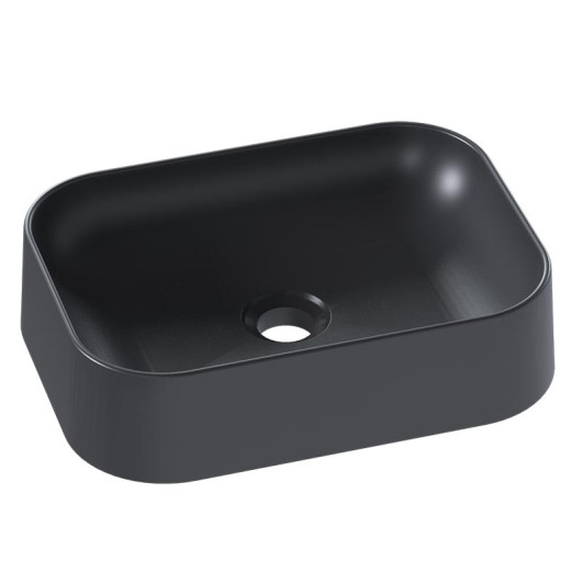 Cuba Para Banheiro 39x29x10cm Mármore Sintético Luna Cozimax Preto Fosco