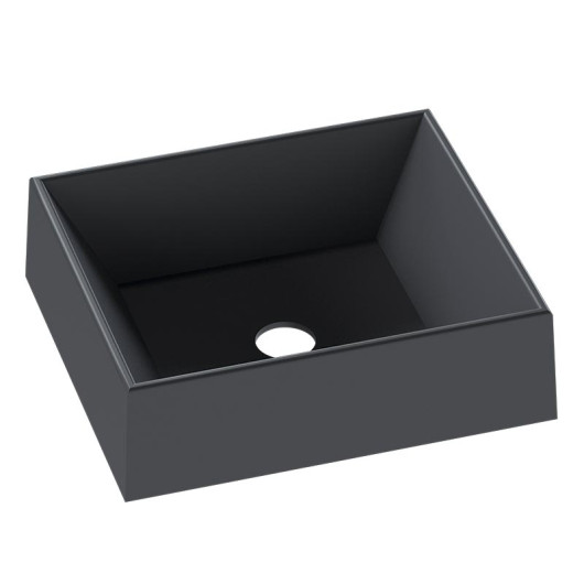 Cuba Para Banheiro 31x27x10cm Mármore Sintético Prisma Cozimax Preto Fosco