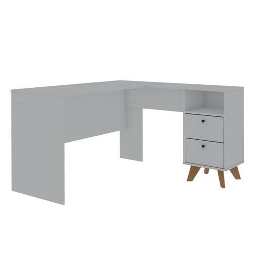 Escrivaninha em L de Canto 136x126 Havana Gelius Branco