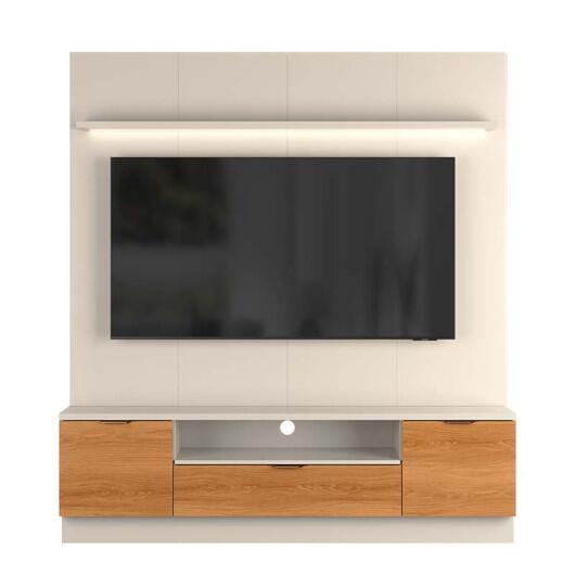Estante Home Sala 180cm Para TV 75 Pol Atenas Lukaliam Off White/Jequitiba