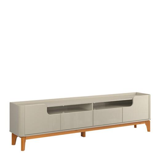 Rack com 220cm Cantos Arredondados 4 portas Para Tv 75 Flip 2.2 Patrimar Off White