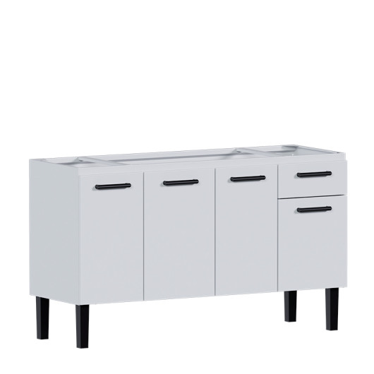 Gabinete de Aço Para Pia de 150cm 4 Portas 1 Gaveta 144x85x50cm Atena Cozimax Branco