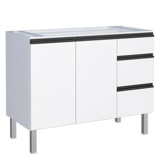 Gabinete de Aço Para Pia 120cm 3 Gavetas Cozinha Gaia Cozimax Branco 