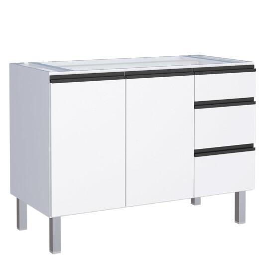 Gabinete de Aço Para Pia 140cm 3 Gavetas Cozinha Gaia Cozimax Branco 