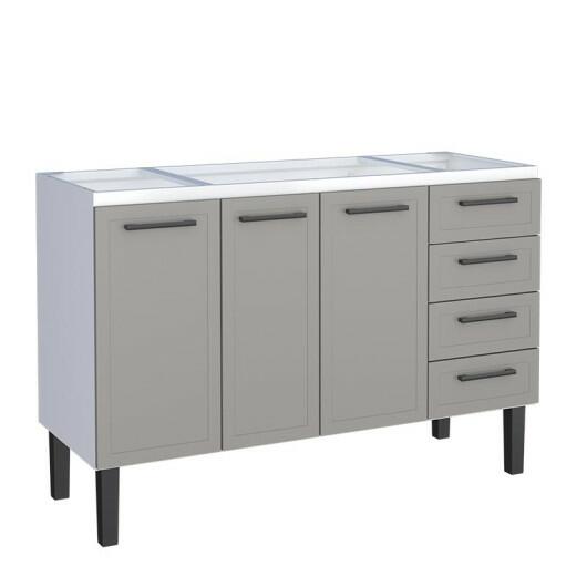 Gabinete de Aço Para Pia 140cm 3 Portas Juno/Apolo 4 Gavetas Cozimax Cinza Argila