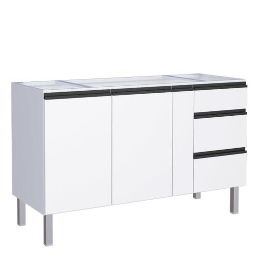 Gabinete de Aço Para Pia 150cm 3 Gavetas Cozinha Gaia Cozimax Branco 