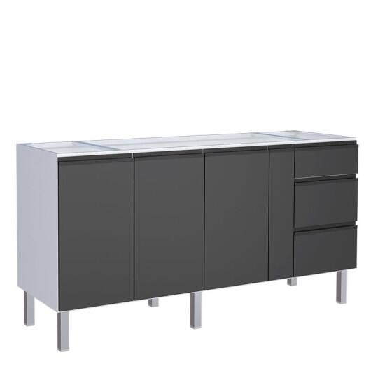 Gabinete de Aço Para Pia 180cm 3 Gavetas Cozinha Gaia Cozimax Preto Gabinete de Aço Para Pia 180cm 3 Gavetas Cozinha Gaia Cozimax Preto