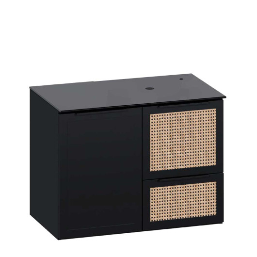 Gabinete Para Banheiro em Aço 77x57x45cm Tampo Vidro Sem Cuba Cupuaçu 80 Cozimax Preto