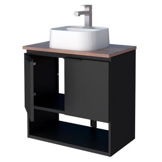 Gabinete Para Banheiro Aço Pequi 60 Com Cuba Duna Cozimax Preto