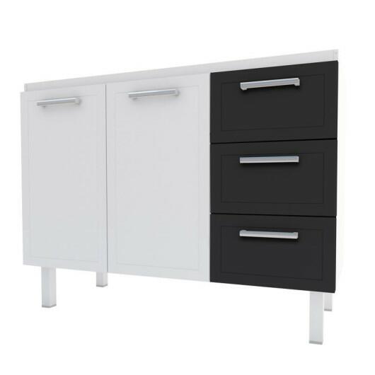 Gabinete de Pia 120 Apolo Flat 3G Cozimax Branco/Preto