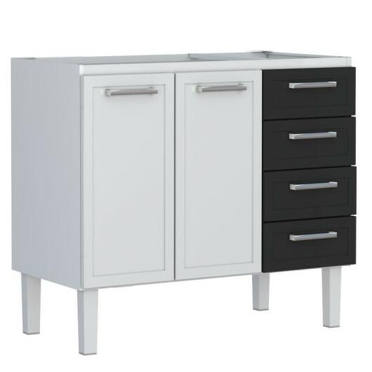 Gabinete de Pia 120 Apolo Flat 4G Cozimax Branco/Preto