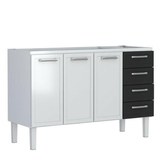Gabinete de Pia 150 Apolo Flat 4G Cozimax Branco/Preto