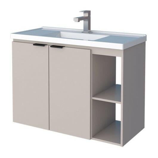 Gabinete Para Banheiro Madeira Aster 80 Com Lavatório Cozimax Nude
