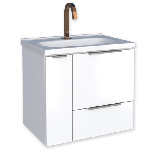 Gabinete Para Banheiro em Aço 60x56x43cm Com Lavatório Caqui 60 Cozimax Branco