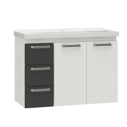 Gabinete Para Banheiro Aço Damasco Suspenso 80 Cozimax Branco/Preto