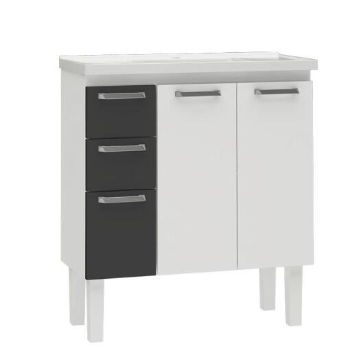 Gabinete Para Banheiro Aço Damasco Com Pés 80 Cozimax Branco/Preto