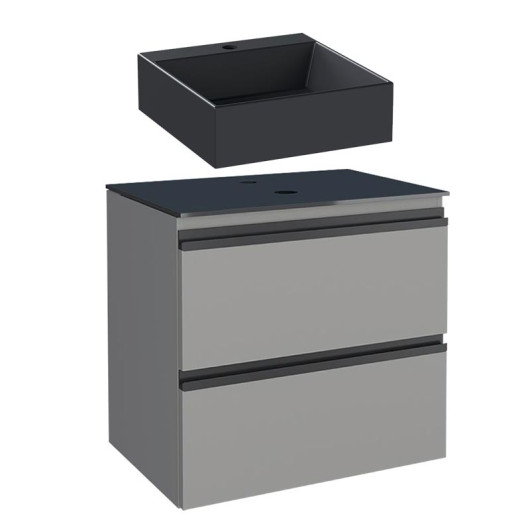 Gabinete Para Banheiro Aço Com Cuba Cubo Preta 60x57x44cm Gaia 60 Cozimax Cinza