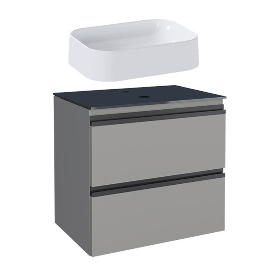 Gabinete Para Banheiro Aço com Cuba Luna Branca 60x57x44cm Gaia 60 Cozimax Cinza