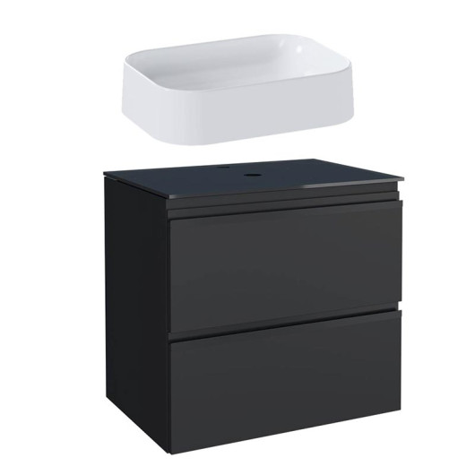 Gabinete Para Banheiro Aço com Cuba Luna Branca 60x57x44cm Gaia 60 Cozimax Preto