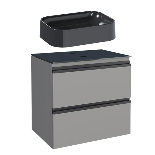 Gabinete Para Banheiro Aço com Cuba Luna Preta 60x57x44cm Gaia 60 Cozimax Cinza