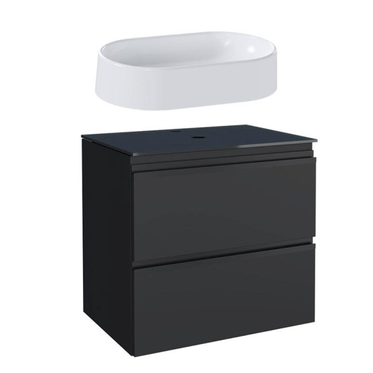 Gabinete Para Banheiro Aço 60x57x44cm com Cuba Nimbus Branca Gaia 60 Cozimax Preto