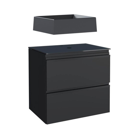 Gabinete Para Banheiro Aço com Cuba Prisma Preta 60x57x44cm Gaia 60 Cozimax Preto