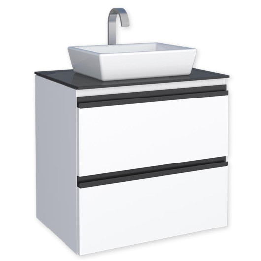 Gabinete Para Banheiro Aço com Cuba Louça Linea 60X57X44cm Gaia 60 Cozimax Branco