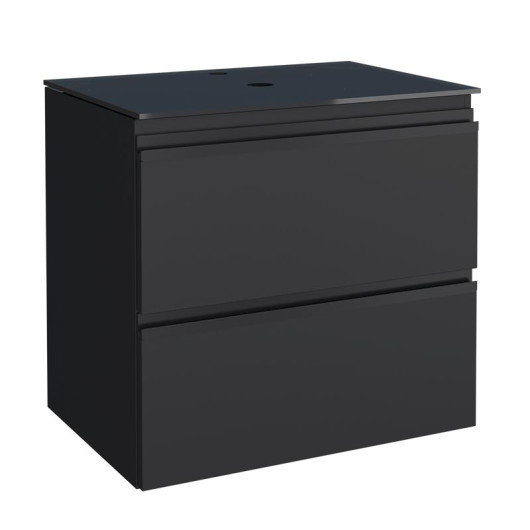 Gabinete Para Banheiro Aço 60x57x44cm Com Tampo Vidro Sem Cuba Gaia 60 Cozimax Preto