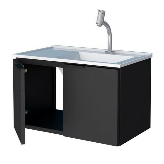 Gabinete Para Banheiro Aço Parati 60 Com Lavatório Cozimax Preto