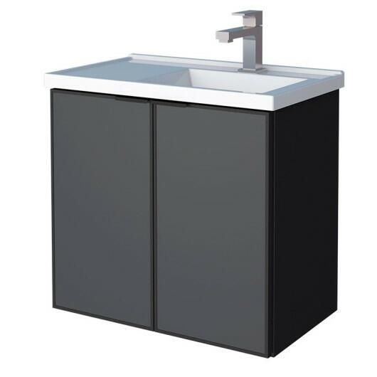 Gabinete Para Banheiro Aço Umbu 60 Com Lavatório Porta Aço Cozimax Preto