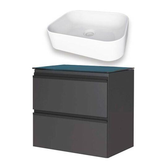 Gabinete Para Banheiro Gaia 60 com Cuba Luna Cozimax Preto