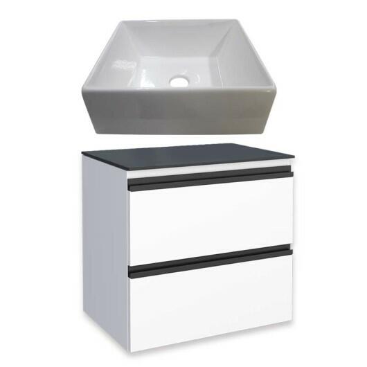 Gabinete Para Banheiro Gaia 60 com Cuba Prisma Cozimax Branco