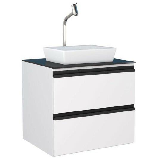 Gabinete Para Banheiro Aço Gaia 60 com Cuba Louça Linea Cozimax Branco