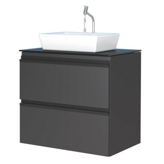 Gabinete Para Banheiro Aço Gaia 60 com Cuba Louça Linea Cozimax Preto
