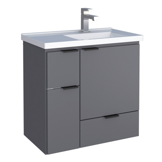 Gabinete Para Banheiro Madeira 60x59x35cm Orquídea 60 Com Lavatório Cozimax Cinza