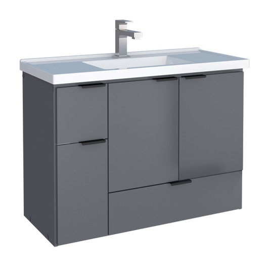 Gabinete Para Banheiro Madeira 79x59x35cm Orquídea 80 Com Lavatório Cozimax Cinza