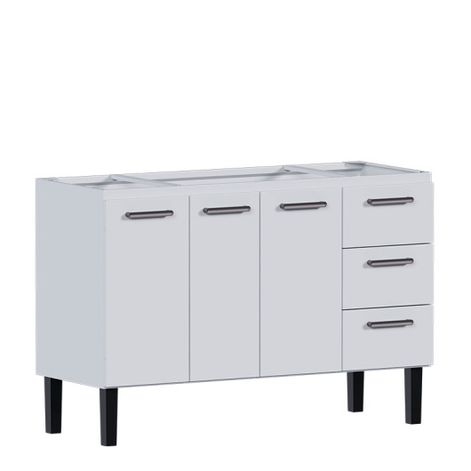 Gabinete de Aço Para Pia de 140cm 3 Gavetas 134x92x52cm Novo Vênus Cozimax Branco