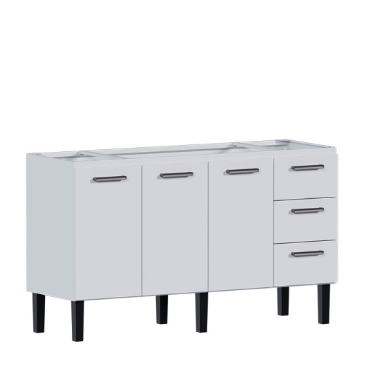 Gabinete de Aço Para Pia de 150cm 3 Gavetas 144x92x52cm Novo Vênus Cozimax Cozimax Branco