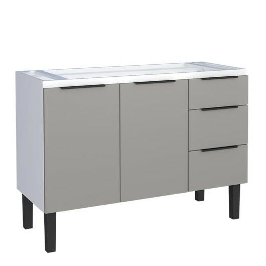 Gabinete de Aço Para Pia 120cm 2 Portas 3 Gavetas Júpiter Cozimax Cinza Argila